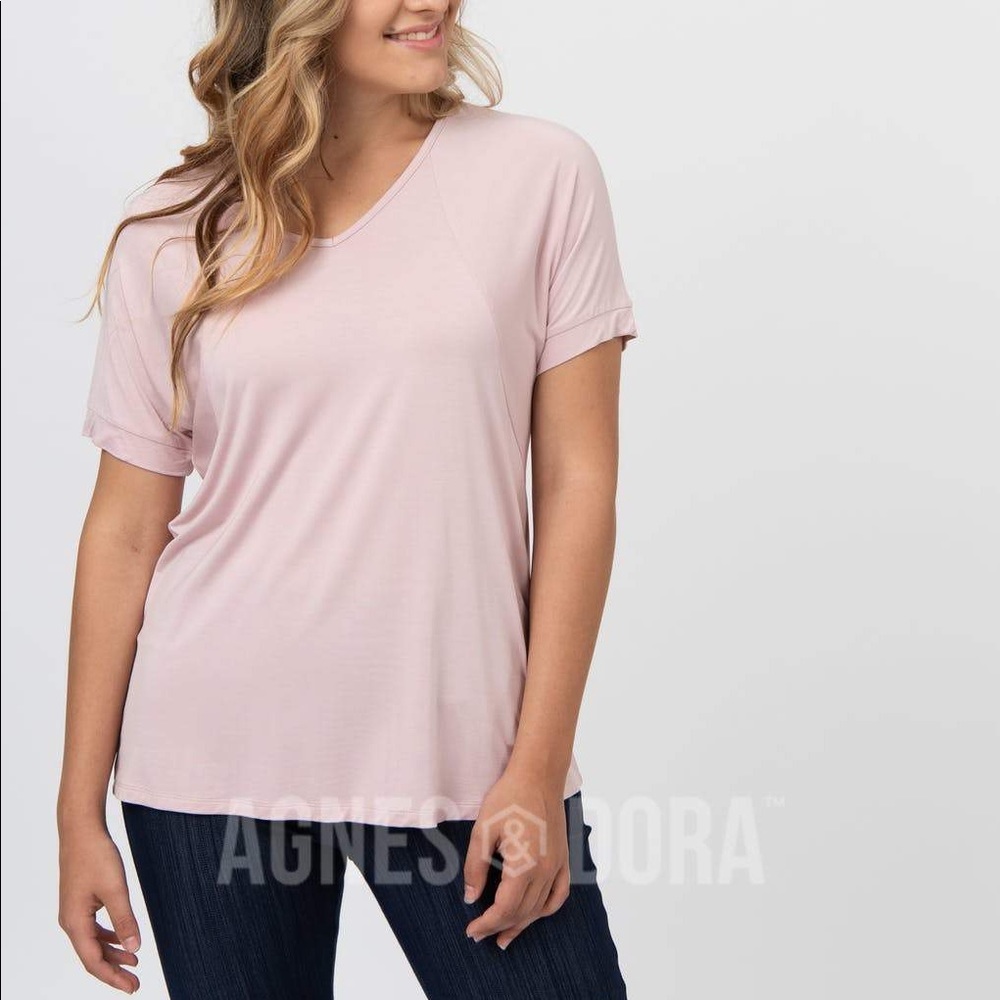 Agnes & Dora Love Top V-Neck  Heathered Rose Soft Knit New With Tags